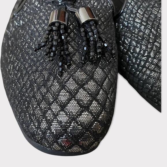 Dana Buchman Sequin/Silver Black Tassel Slip On Flats Shoes Size 5.5 - Picture 10 of 12